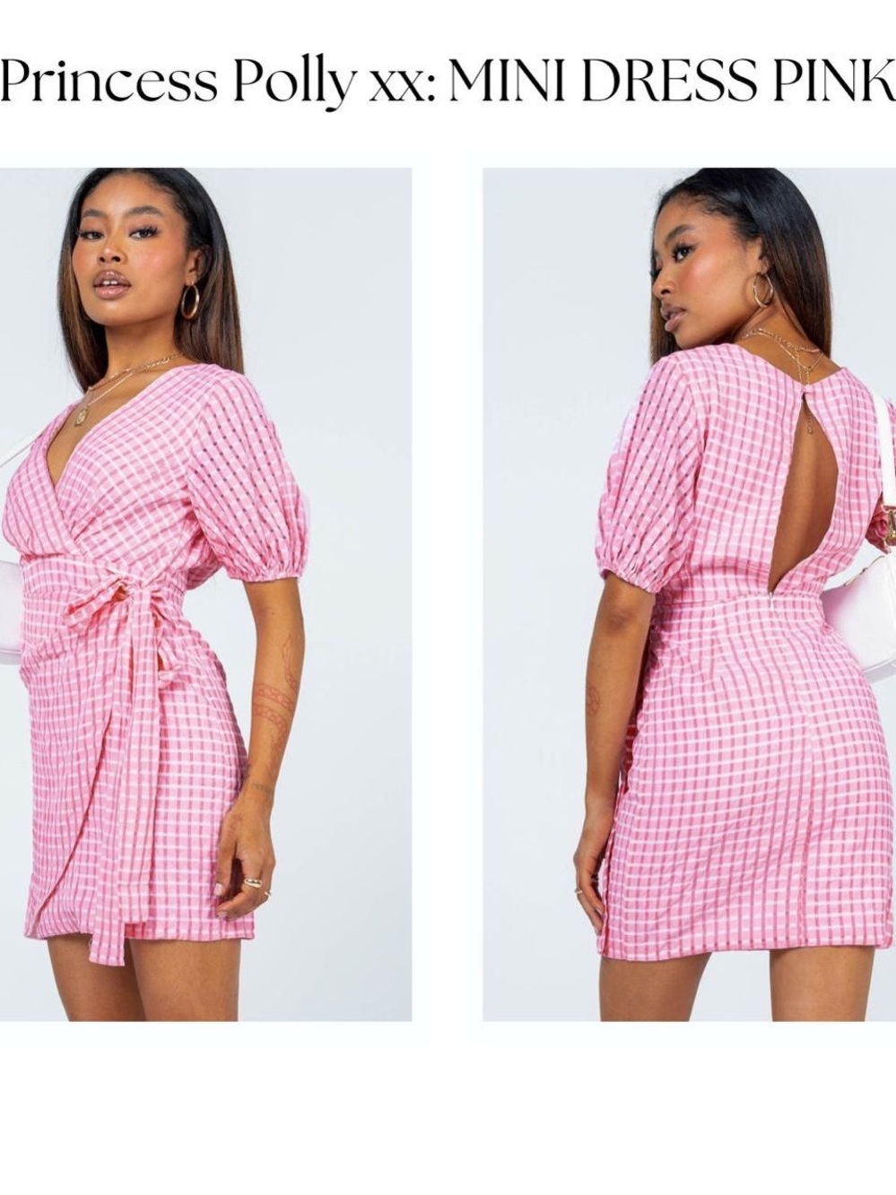 Princess Polly Pink Gingham Wrap Mini Dress